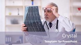  Presentation with radiologist - Slide set featuring old-male-doctor-radiologist-working background and a light blue colored foreground
