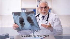  Presentation with radiologist - PPT theme featuring old-male-doctor-radiologist-working background and a light blue colored foreground