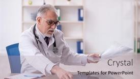  Presentation with radiologist - Theme with old-male-doctor-radiologist-working background and a light gray colored foreground