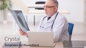  Presentation with radiologist - Theme having old-male-doctor-radiologist-working background and a soft green colored foreground