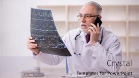  Presentation with radiologist - Presentation theme consisting of old-male-doctor-radiologist-working background and a light gray colored foreground