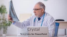  Presentation with radiologist - Presentation design with old-male-doctor-radiologist-working background and a light blue colored foreground