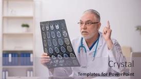  Presentation with radiologist - Slide set with old-male-doctor-radiologist-working background and a  colored foreground