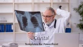  Presentation with radiologist - PPT theme having old-male-doctor-radiologist-working background and a  colored foreground