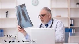  Presentation with radiologist - Presentation theme enhanced with old-male-doctor-radiologist-working background and a light gray colored foreground