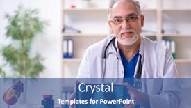  Presentation with radiologist - Cool new slide deck with old-male-doctor-radiologist backdrop and a ocean colored foreground