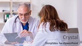  Presentation with old young - Amazing presentation design having old-male-doctor-radiologist backdrop and a light blue colored foreground