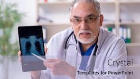  Presentation with telehealth - Presentation theme consisting of old-male-doctor-radiologist background and a light blue colored foreground