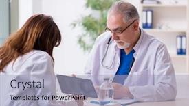  Presentation with radiologist - Colorful presentation theme enhanced with old-male-doctor-radiologist backdrop and a light blue colored foreground