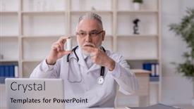  Presentation with pills - PPT theme enhanced with old-male-doctor-suggesting-pills background and a  colored foreground