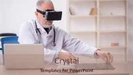  Presentation with virtual - Slide deck consisting of old-male-doctor-wearing-virtual background and a coral colored foreground