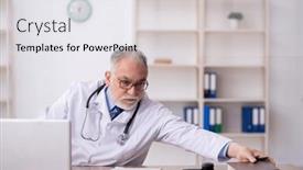  Presentation with clinic - Slides consisting of old-male-doctor-working background and a sky blue colored foreground