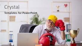  Presentation with boxer - Slides consisting of old-male-employee-boxer-being background and a white colored foreground