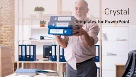  Presentation with physical exercises - Presentation featuring old-male-employee-doing-physical background and a soft green colored foreground