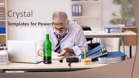  Presentation with drinking alcohol - Colorful presentation enhanced with old-male-employee-drinking-alcohol backdrop and a mint green colored foreground