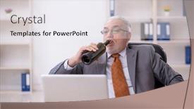  Presentation with drinking alcohol - PPT theme consisting of old-male-employee-drinking-alcohol background and a sky blue colored foreground