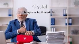  Presentation with bad - Slide set having old-male-employee-feeling-bad background and a sky blue colored foreground