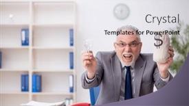 Presentation with employee - Presentation theme consisting of old-male-employee-in-remuneration background and a sky blue colored foreground