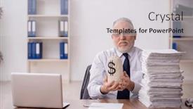 Presentation with employee - Slides having old-male-employee-in-remuneration background and a light gray colored foreground