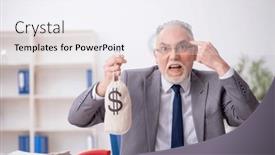  Presentation with employee - Presentation theme with old-male-employee-in-remuneration background and a sky blue colored foreground