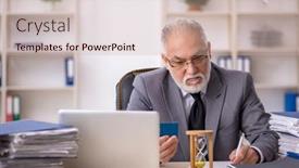  Presentation with time management - Theme consisting of old-male-employee-in-time background and a  colored foreground