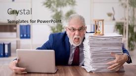  Presentation with time management - Slides enhanced with old-male-employee-in-time background and a light gray colored foreground