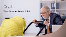  Presentation with new born - Presentation design enhanced with old-male-employee-looking background and a  colored foreground