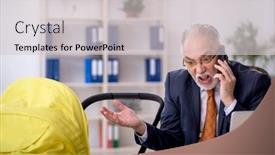  Presentation with new born - Presentation with old-male-employee-looking background and a light gray colored foreground