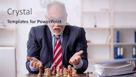  Presentation with chess - Slide deck consisting of old-male-employee-playing-chess and a sky blue colored foreground