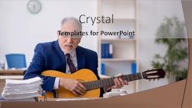  Presentation with guitar - Presentation theme consisting of old-male-employee-playing-guitar background and a  colored foreground