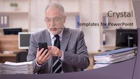  Presentation with unhappy - Presentation design consisting of old-male-employee-unhappy background and a soft green colored foreground