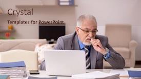  Presentation with employee - Presentation featuring old-male-employee-working background and a  colored foreground
