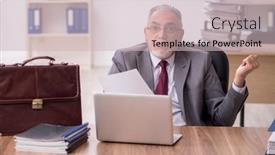  Presentation with employee - Slides enhanced with old-male-employee-working background and a soft green colored foreground