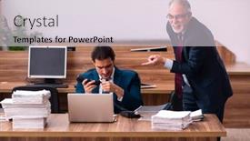  Presentation with old young - Slide set having old-male-employer-and-young background and a sky blue colored foreground