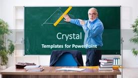  Presentation with triangle - PPT layouts featuring old-male-geometry-teacher-holding background and a ocean colored foreground