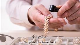  Presentation with workshop - Slide deck enhanced with old-male-jeweler-at-workshop background and a soft green colored foreground