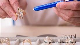  Presentation with workshop - Slides with old-male-jeweler-at-workshop background and a soft green colored foreground