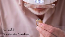  Presentation with workshop - Theme featuring old-male-jeweler-at-workshop background and a coral colored foreground