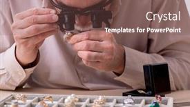  Presentation with workshop - PPT layouts featuring old-male-jeweler-at-workshop background and a violet colored foreground