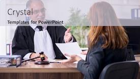  Presentation with judge - Presentation theme consisting of old-male-judge-and-female background and a lemonade colored foreground