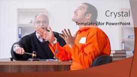  Presentation with judge - Cool new slides with old-male-judge-meeting backdrop and a white colored foreground