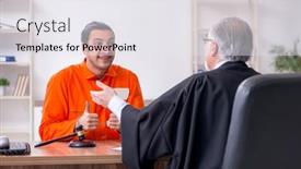  Presentation with judge - Cool new PPT theme with old-male-judge-meeting backdrop and a sky blue colored foreground