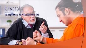  Presentation with old young - Presentation featuring old-male-judge-meeting background and a sky blue colored foreground