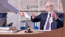  Presentation with corruption - Slide set enhanced with old male lawyer in corruption background and a soft green colored foreground