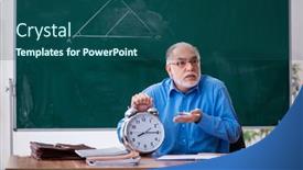  Presentation with math teacher - Presentation theme featuring old-male-math-teacher background and a ocean colored foreground