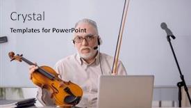  Presentation with old music - Slides enhanced with old-male-music-teacher background and a light gray colored foreground