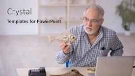  Presentation with lab animals - Presentation theme enhanced with old-male-paleontologist-examining-ancient background and a mint green colored foreground