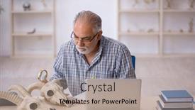  Presentation with lab animals - PPT theme enhanced with old-male-paleontologist-examining-ancient background and a coral colored foreground