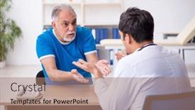  Presentation with old young - Presentation design featuring old-male-patient-visiting-young background and a coral colored foreground