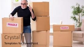  Presentation with professional - PPT theme featuring old-male-professional-mover-doing background and a coral colored foreground